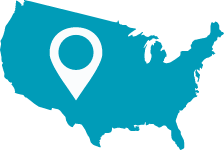 map of America with an icon in the middle