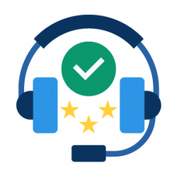 A pair of headphones with a green checkmark.