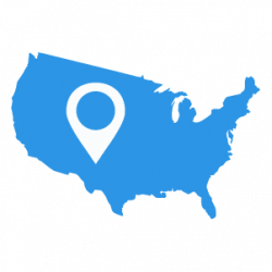 map of America with an icon in the middle